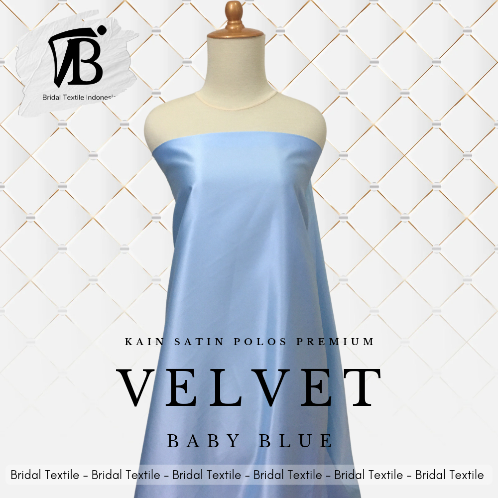 Kain Bahan Furing Satin Velvet Original Background Backdrop Foto Produk Warna Biru Baby Blue Muda