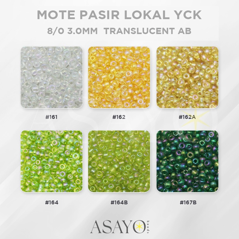 Mote YCK 8/0 Bening AB Round Glass Beads Manik Pasir Translucent, 450gram