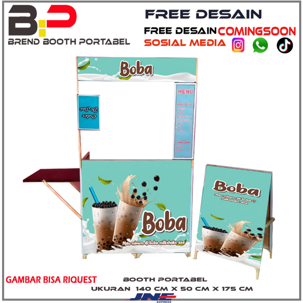 Booth Portable 140 x 50 x 175 / Gerobak Lipat / Meja Jualan Portable / Booth Lipat Ringan / Booth Ma
