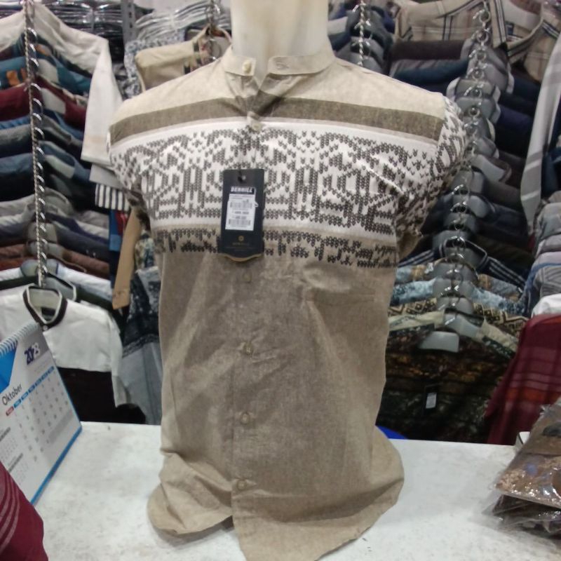 Benhill Kemeja Koko Pria Cotton Printing Lengan Panjang
