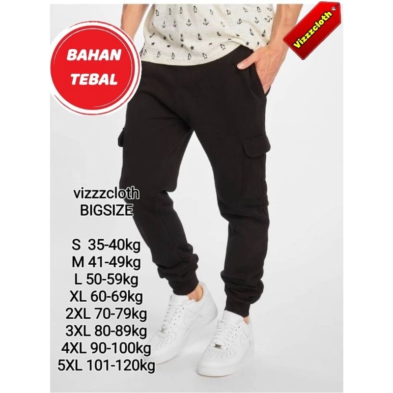 JOGER CARGO PENSIL SAKU TEMPEL KANAN KIRI/CELANA PANJANG PRIA JUMBO/TRAINING