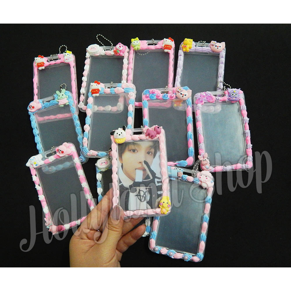 PC Holder Tempat ID Card Kartu Deco Cream FREE Random Unofficial Photocard ( bts, seventeen, nct, ra