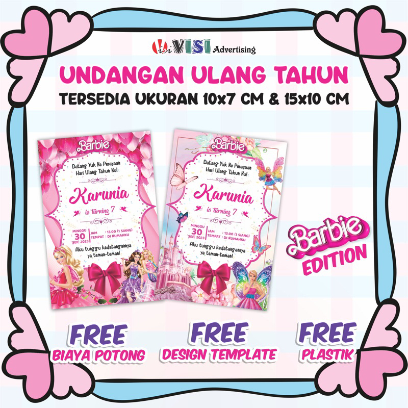 UNDANGAN ULANG TAHUN ULTAH ANAK BARBIE