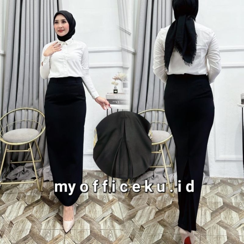 ROK SPAN BELAHAN TIDAK TEMBUS ROK GURU ROK KERJA ROK KANTOR ROK KERJA KANTORAN ROK SPAN HITAM ROK PN