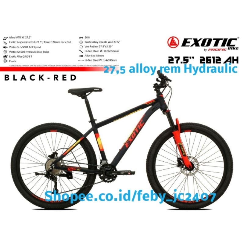 Sepeda Gunung MTB Exotic 27,5 inch 2612 AM dan AH 9 speed frame alloy aluminium