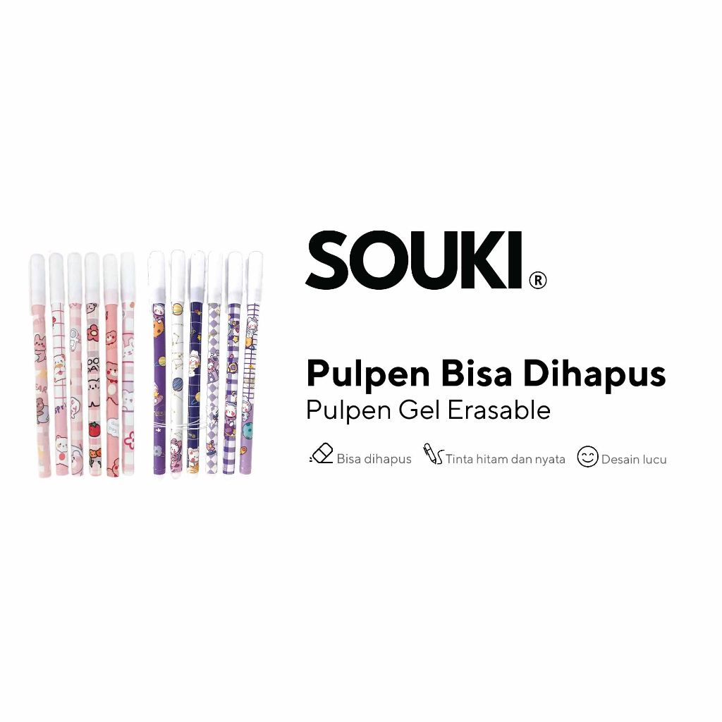 

Souki - Pulpen Bisa Dihapus/ Bolpoin Gel Erasable Pen Pena Yang Bisa Dihapus/ Ballpoint Lucu