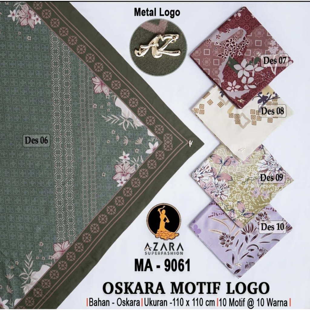 5pcs segiempat  hijab azara motif lasercut