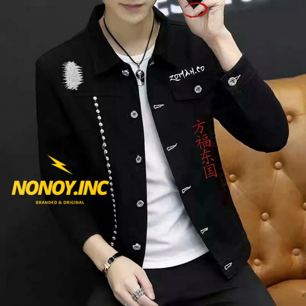 NONOY.INC - Jaket Jeans Pria Denim Motif Bordir Jepang New Fashion Style | Jaket Pria Terbaru | Jake
