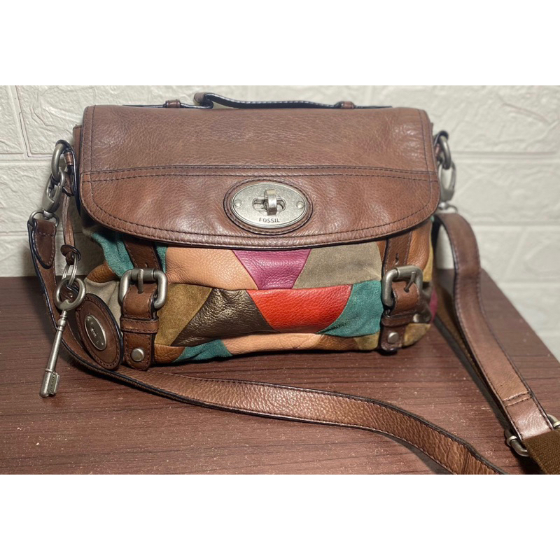 Rare Fossil Bag Maddox Satchel Dark Patchwork