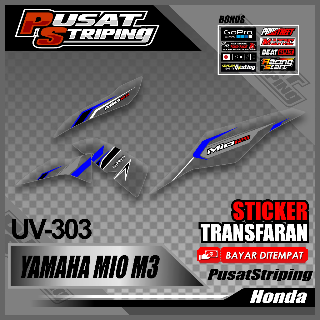 Stiker Transparan Viral  Striping Variasi Yamaha Mio M3 - Striping Motor Mio M3 Anti Luntur