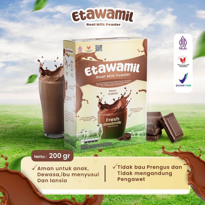 

Susu kambing ETAWAMIL susu bubuk -rasa coklat enak sehat halal BPOM 200gram