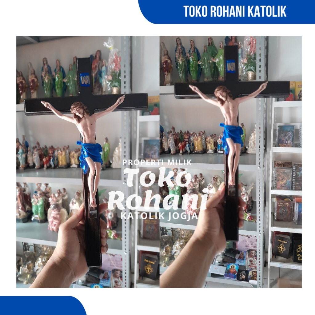 PROMO SALIB GANTUNG KATOLIK 40 cm UKURAN BESAR / SALIB DINDING HITAM JUMBO / PAJANGAN SALIB DINDING
