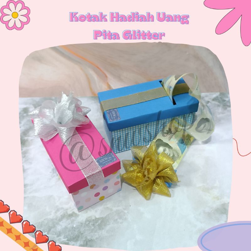 

Hadiah Kotak Tarik Uang Kapasitas Besar Pita Glitter | Money Roll Box