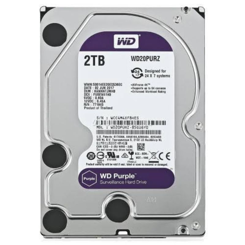 HDD CCTV 2TB WD PURPLE (HARDISK CCTV)