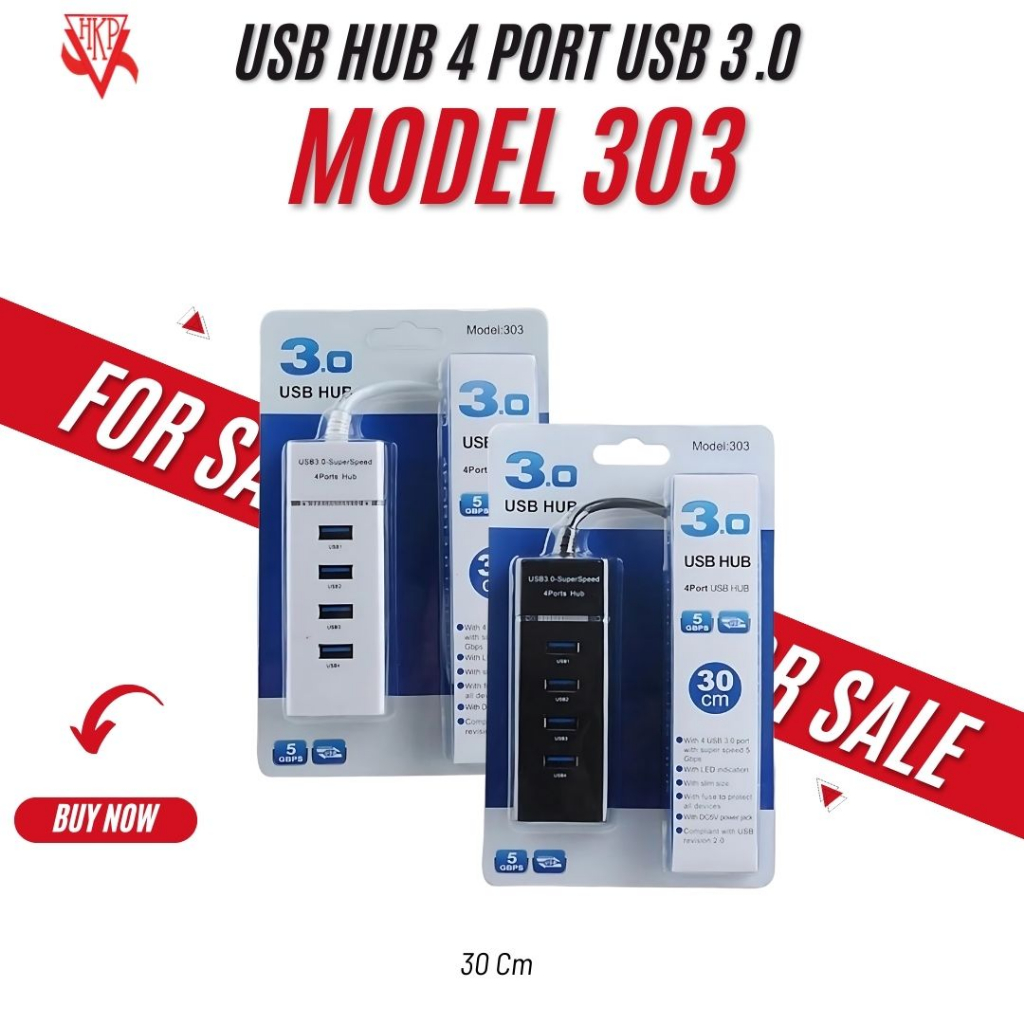 USB Hub 4 port USB 3.0 303 -perbanyak colokan kabel USB 3.0 - 30cm