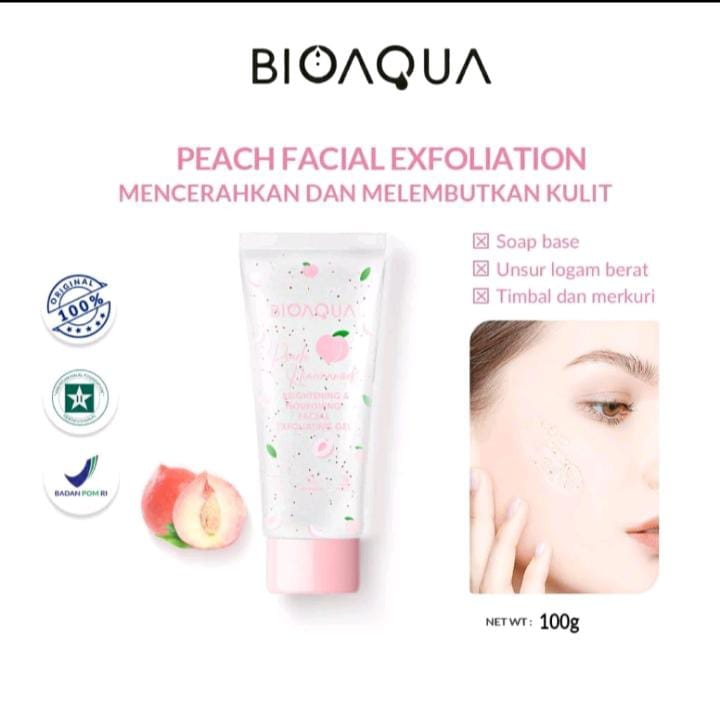 BIOAQUA Scrub Wajah Niacinamide Brightening & Smooth Facial Exfoliating Gel 100g PEACH | ALOE [BIOAQ