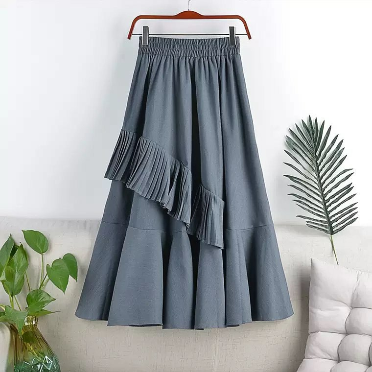 Bawahan Rok Midi Wanita AIDHA SKIRT Panjang Nyaman Modis Casual Kasual Bahan Linen Premium Cantik Mo