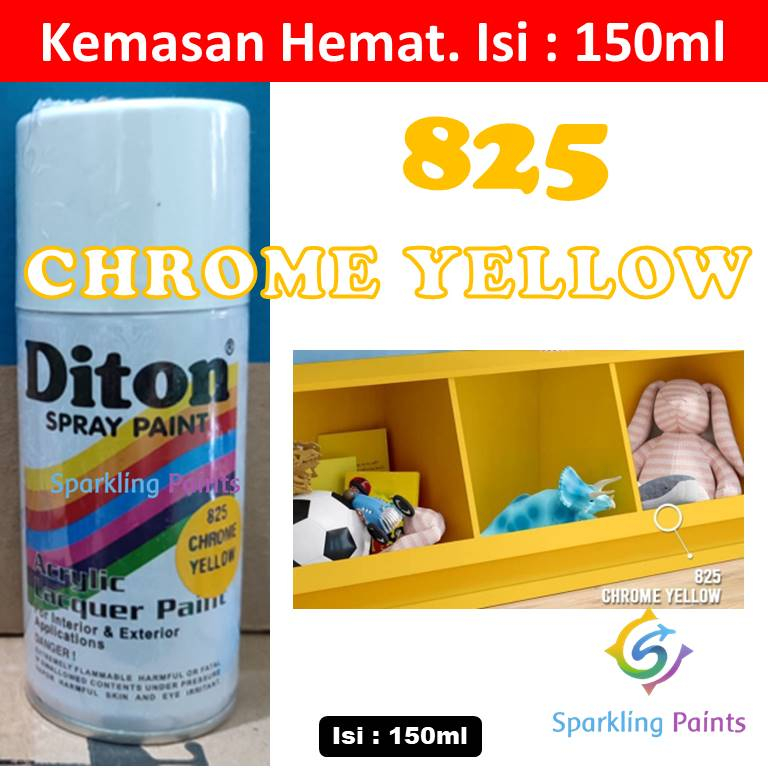 Pilox Diton Chrome Yellow 825 150ml Warna Kuning Tua krom  Ekonomi Ekonomis Hemat Kaleng kecil Epoks