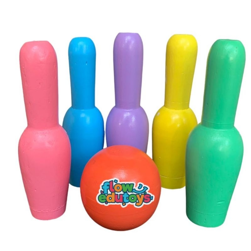 Bowling Mainan Anak Kayu Warna