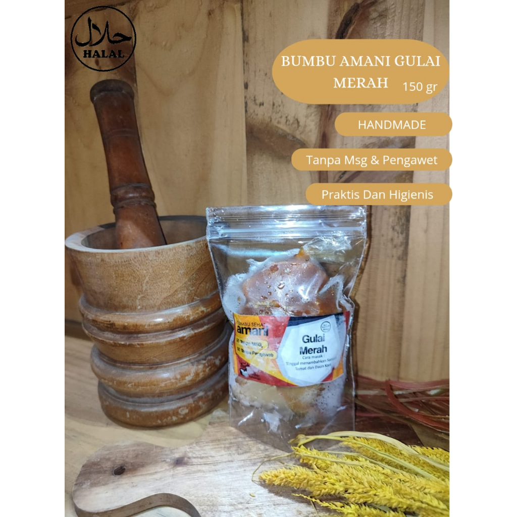 

BUMBU GULAI MERAH SEHAT PREMIUM TANPA MSG KEMASAN 150 GRAM BUMBU RUMAHAN/BUMBU SEHAT AMANI