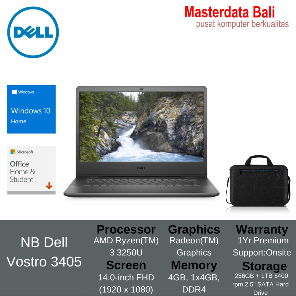 Laptop DELL Vostro Notebook 3405 AMD Ryzen 3 14 FHD W10 HOME + OHS