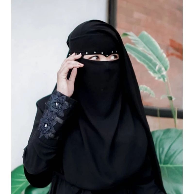 Niqab Yaman Elang Manik Cadar Yaman Elang Manik putih/Cadar Yaman eagle payet putih ceruty siffon 29