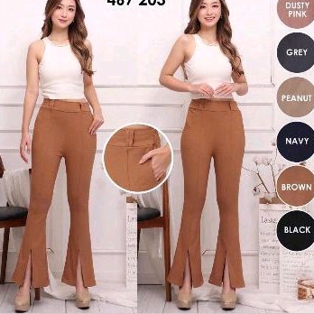 Celana Ameera Ukuran Standar Katun Slit Belah Tengah Bahan Soft Jeans