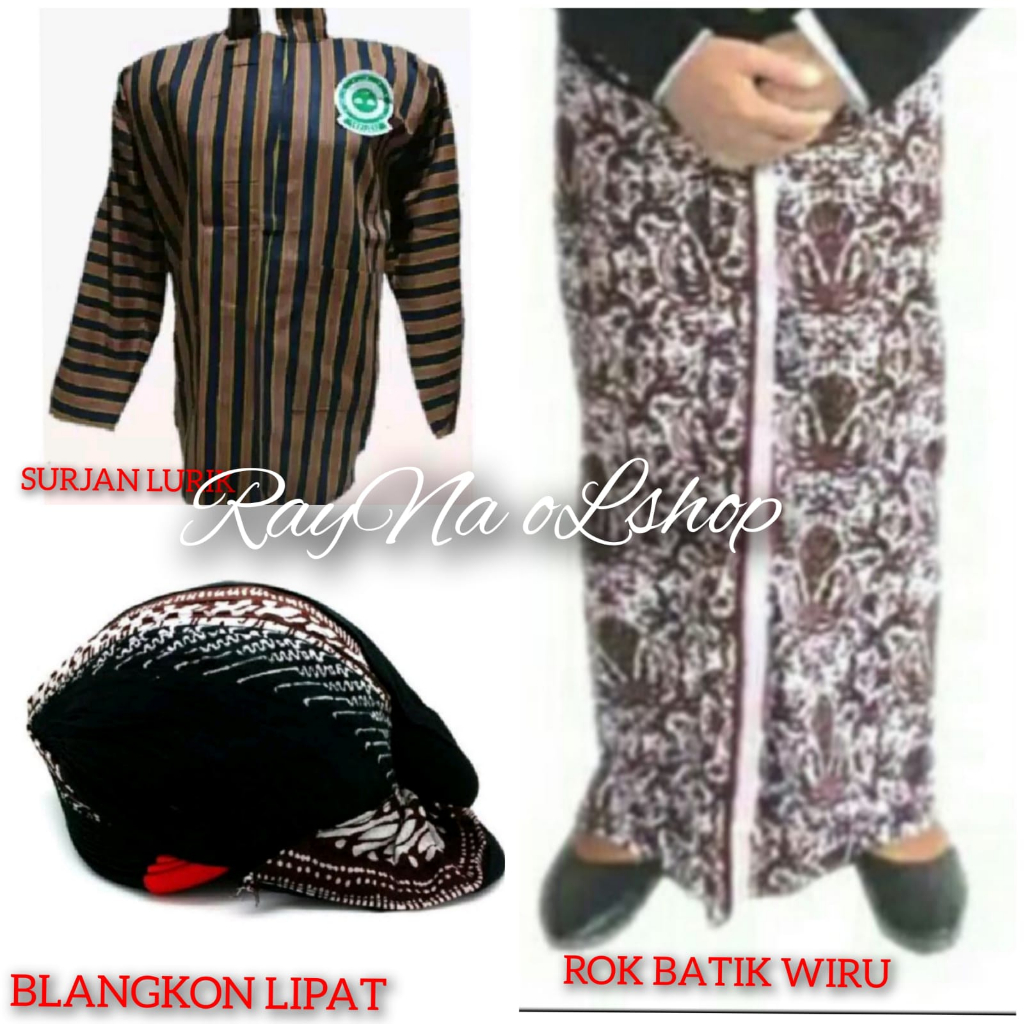 1 SET BAJU SURJAN LURIK PRIA + ROK WIRU LURIK + BLANGKON LIPAT TANPA SLIWIR, PAKAIAN TENUN MODERN KL