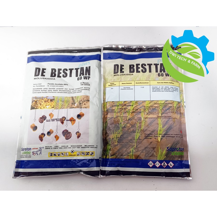Obat Keong DE BESTAN 60 WP – Solusi Ampuh Basmi Keong Mas & Siput di Sawah dan Tambak
