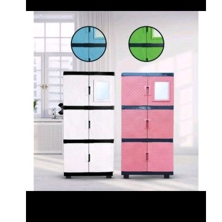 Lemari plastik Akako susun 3 kaca