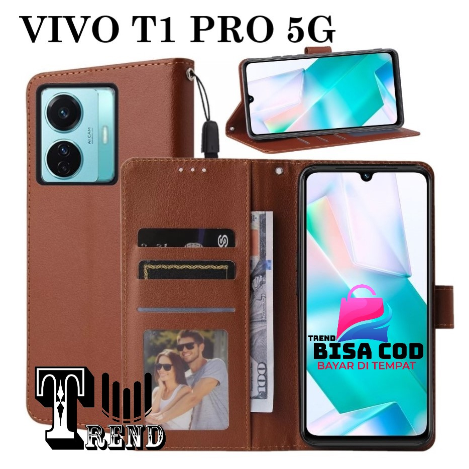 FLIP COVER VIVO T1 PRO 5G LEATHER CASE FLIP VIVO T1 PRO 5G