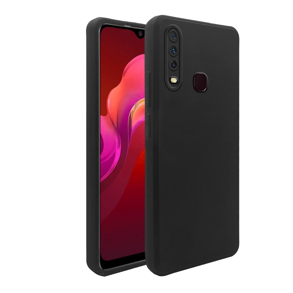 Softcase Slim Black Matte Case Vivo Y12i Case Silikon Hitam Polos