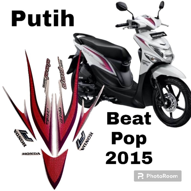 striping stiker honda beat pop 2015 putih, stiker lis body motor beat pop 2015 putih