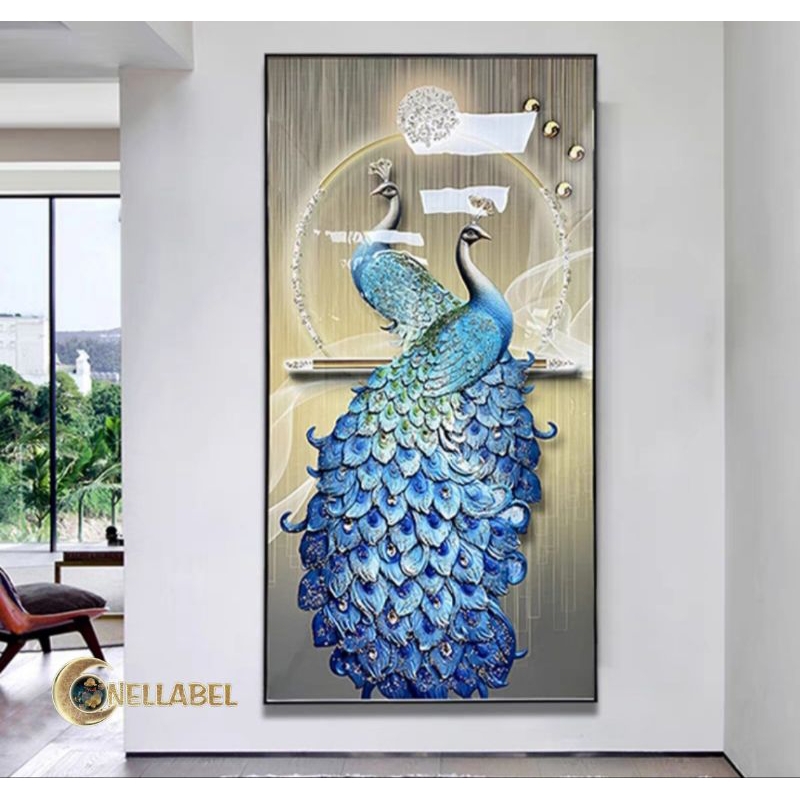 Lukisan Porcelain Diamond Painting  Peacock Lukisan Merak dengan Kristal