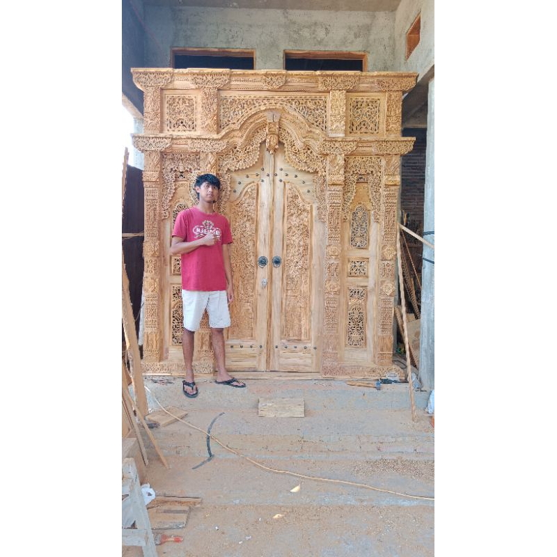 Gebyok Pintu Ukir Relief | Pintu Gebyok Ukir Full Relief Kayu Jati