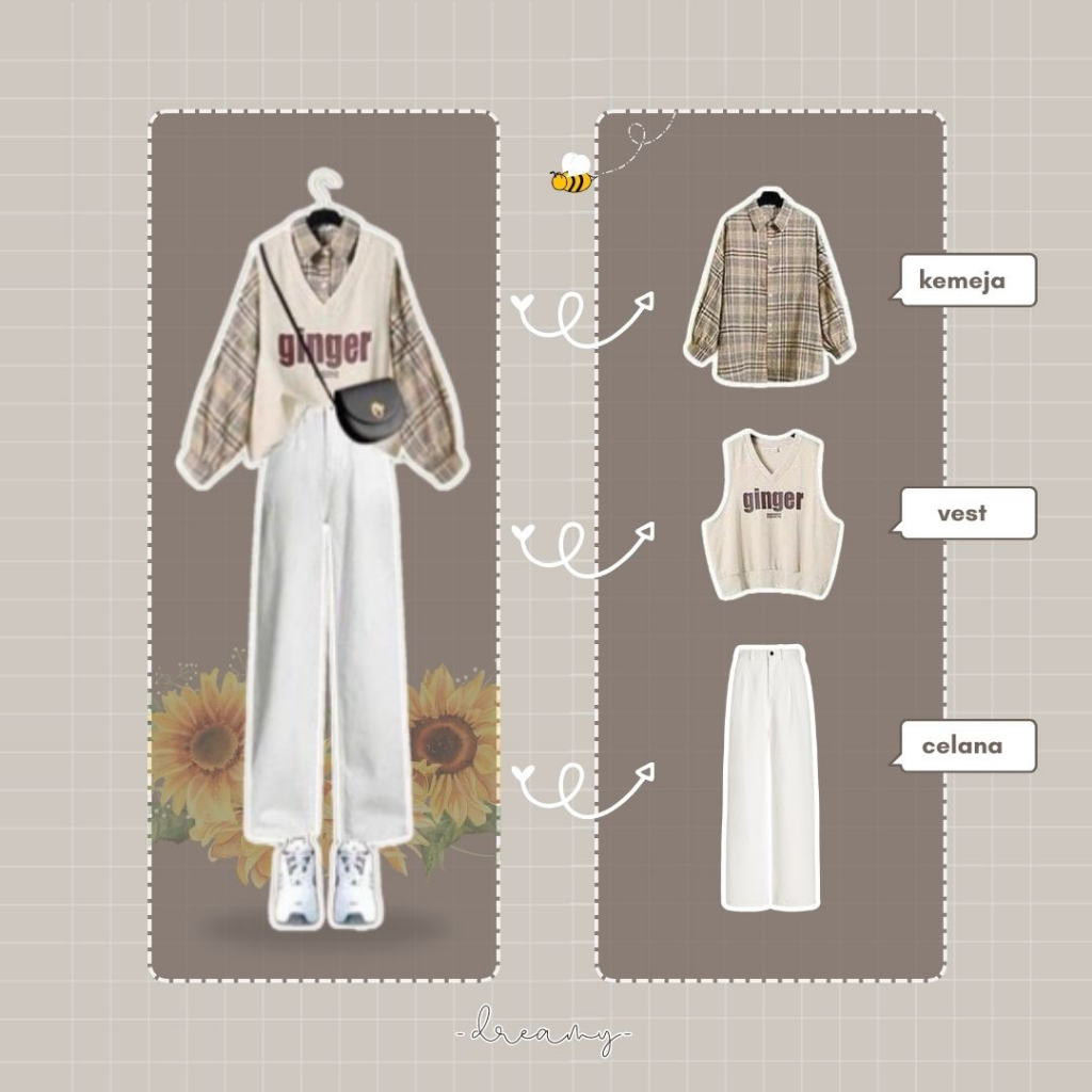 One Set Outfit Korea wanita, outfit ulzzang, ootd Korea wanita, Korean style (Set 06)