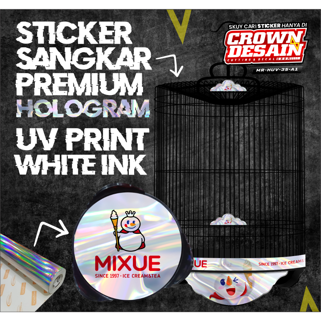 Decal Sangkar Murai Batu Hologram UV - Stiker Sangkar Tebok Murai BNR Variasi Custom Desain - MR-HUV