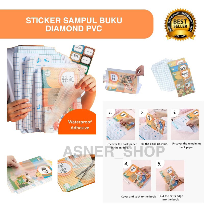 

STIKER PVC FILM / SAMPUL BUKU PERLINDUNG BUKU PLASTIK TEKSTIL ISI 10 LEMBAR TAHAN AIR