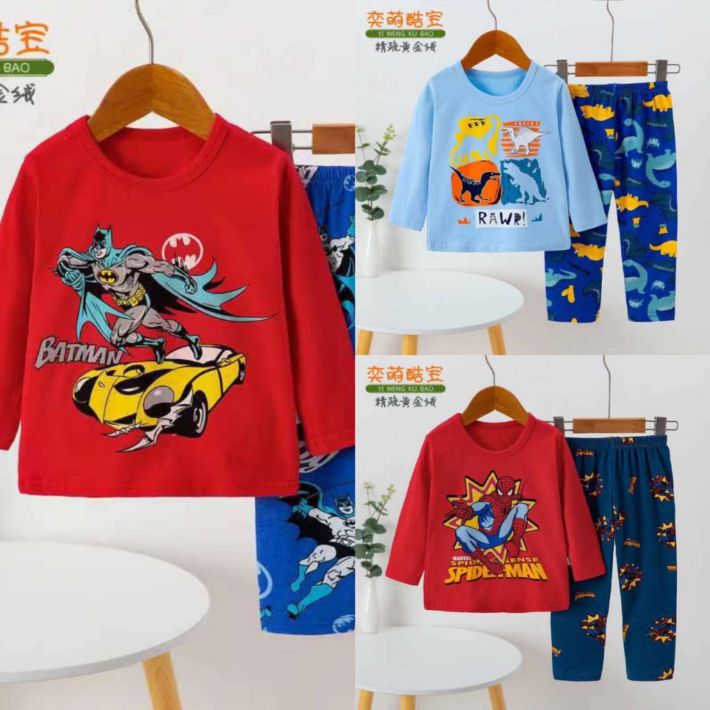 FORSLEEP PP KUBAO 1-9T Setelan Baju Tidur Anak Laki Laki Piyama Panjang Panjang Organik IMPORT