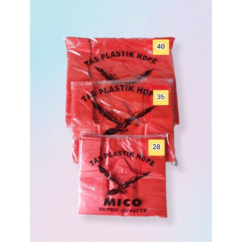 Plastik Hd Mico Ukuran 28 ,35 , 40 Merah Berat 400gr - 500gr Kantong Belanja Kantong Kresek Merah