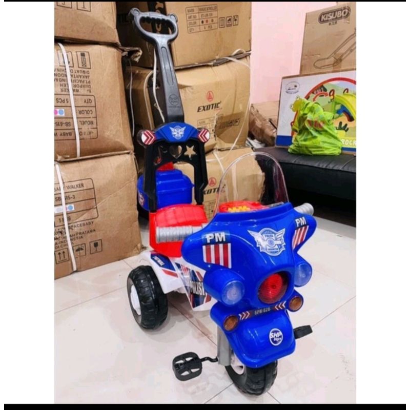 mainan sepeda roda tiga polisi spm626 spm 626 dorongan shp toys sg toys