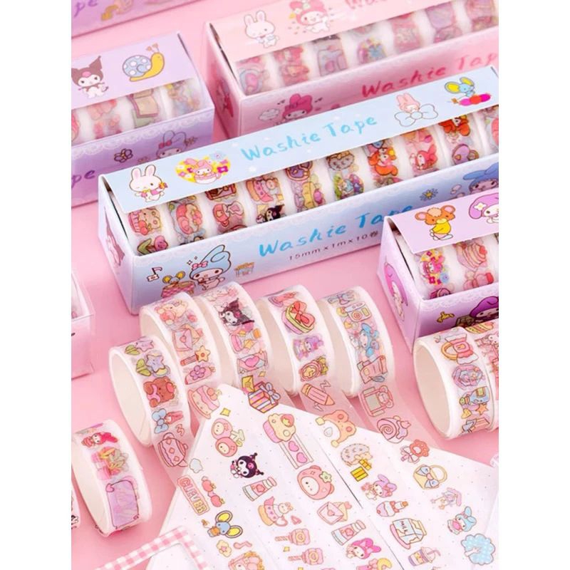 

ISOLASI WASHI TAPE SELOTIP SATUAN MOTIF SANRIO DEKORASI AESTHETIC