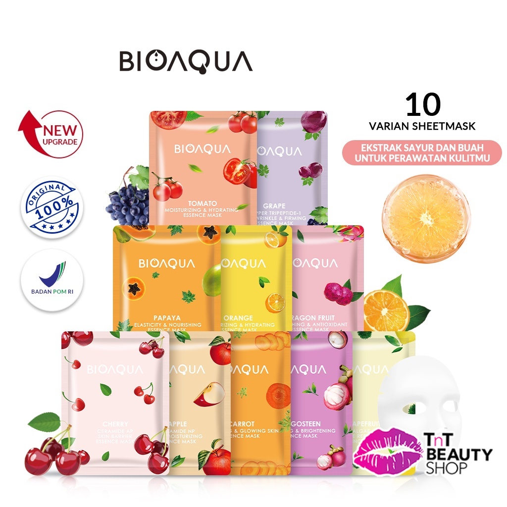 BIOAQUA Masker Sheet Mask Vegetables and Fruits Series | Natural Plant Essence Face Mask Masker 25 m