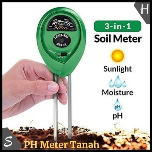 Alat Pengukur PH Meter Tanah Analizer Temperature Kelembapan 3 In 1 Soil Moist PH Analyzer