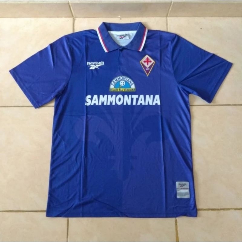 Jersey Kaos Baju Sepak Bola Fiorentina Home Ungu Retro Classic Klasik Jadul Lawas Vintage Sammontana