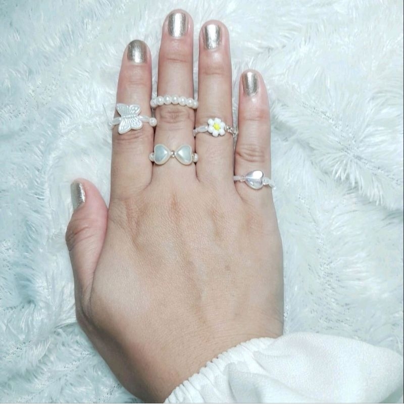 Cincin set 5 Pcs Pearl Series/Cincin korea mutiara