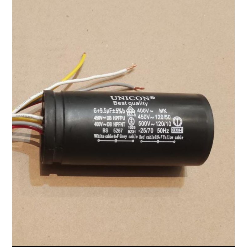 Kapasitor Motor Dinamo Mesin Cuci LG 6 + 9.5 mf