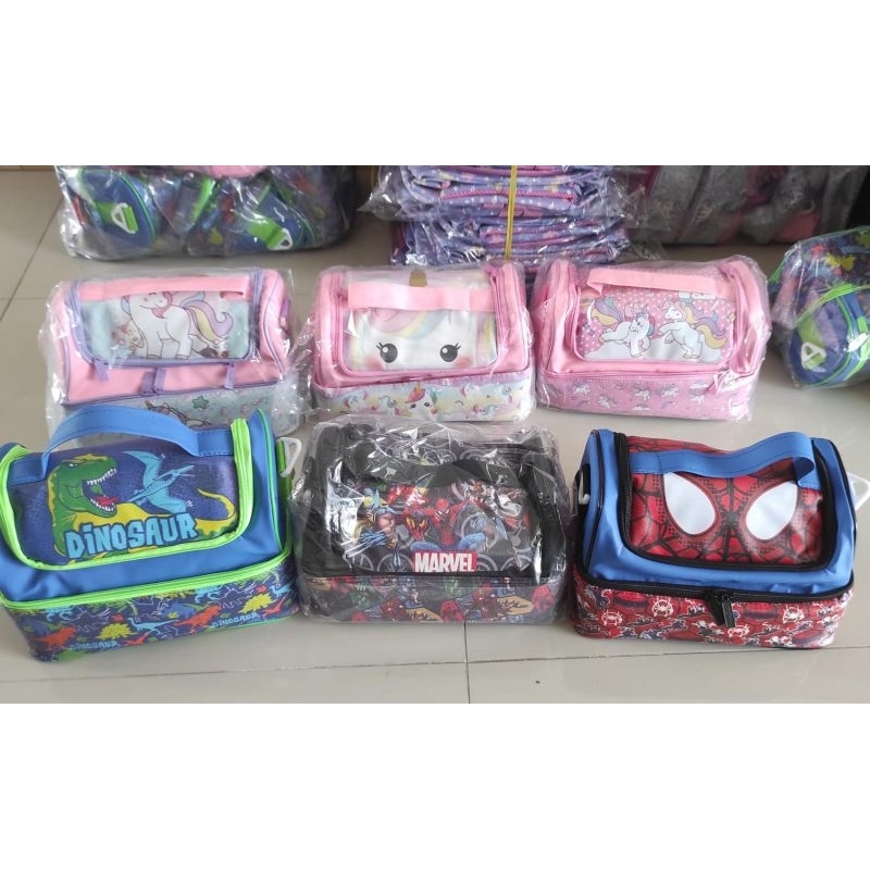 tas bekal anak import spider unicorn dino