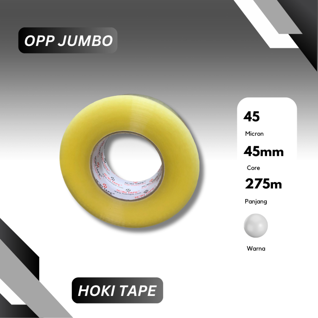 

Lakban Jumbo 45mm x 275M Full - Bening SUPER KUAT ( 1 Roll = 1 Pcs )