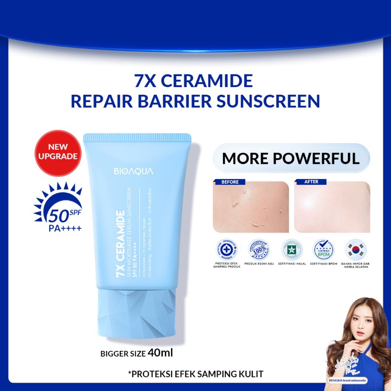 BIOAQUA 7X Ceramide Serum Sunscreen SPF 50 PA ++++ Sunscreen Gel Sunblock Wajah 12H Sun Protection 0